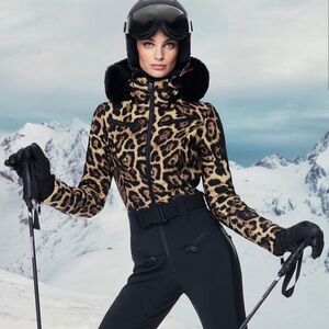 RARE Goldbergh NWT Jaguar Faux Fur-Trimmed Down One-piece Ski Suit | US 8/10